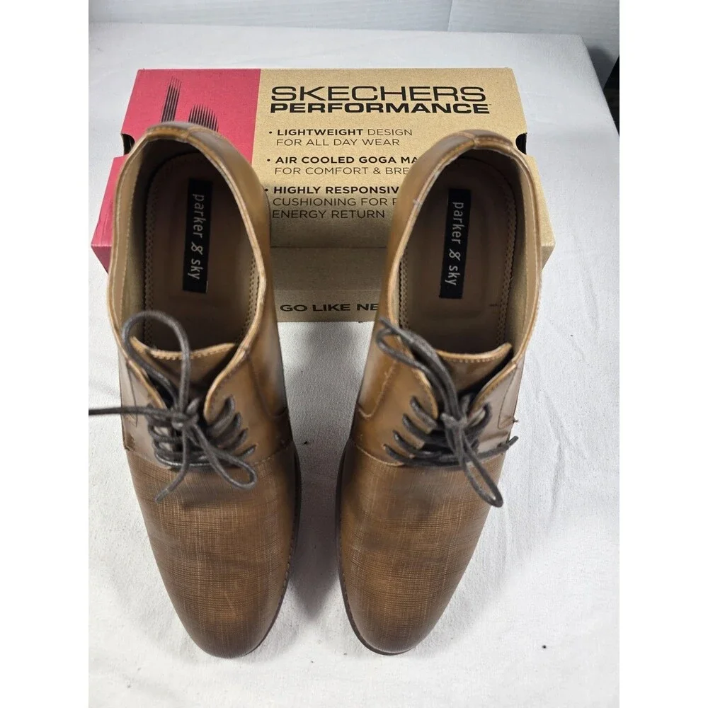 Parker & Sky Brown Leather Oxford Shoes Mens 10.5 Preppy